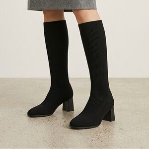 VIVAIA Tessa Round-Toe Water-Repellent Wool Knee High Boots Black 40.5